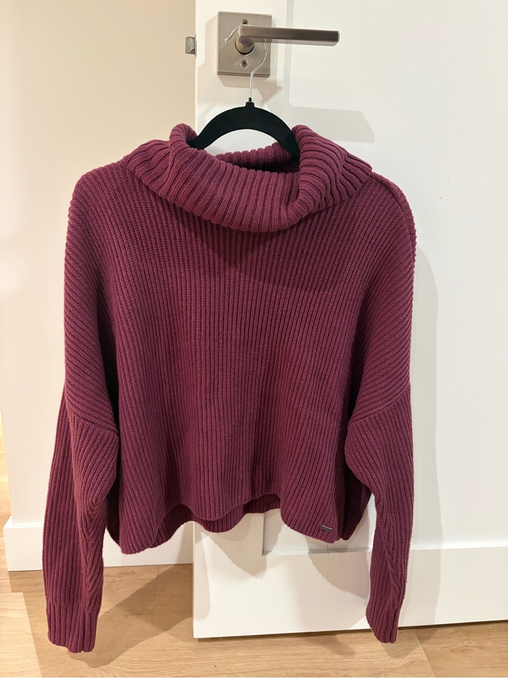 Hollister Ribbed Cowl Neck Sweater - Berry